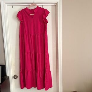 SHEIN Hot Pink Tiered Maxi Dress